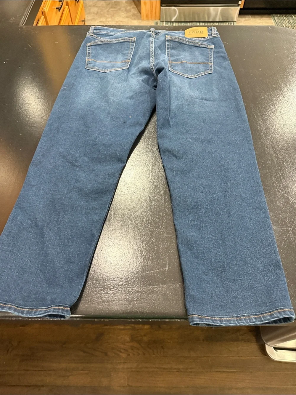 Izod Men's Dark Blue Slim Straight Jeans